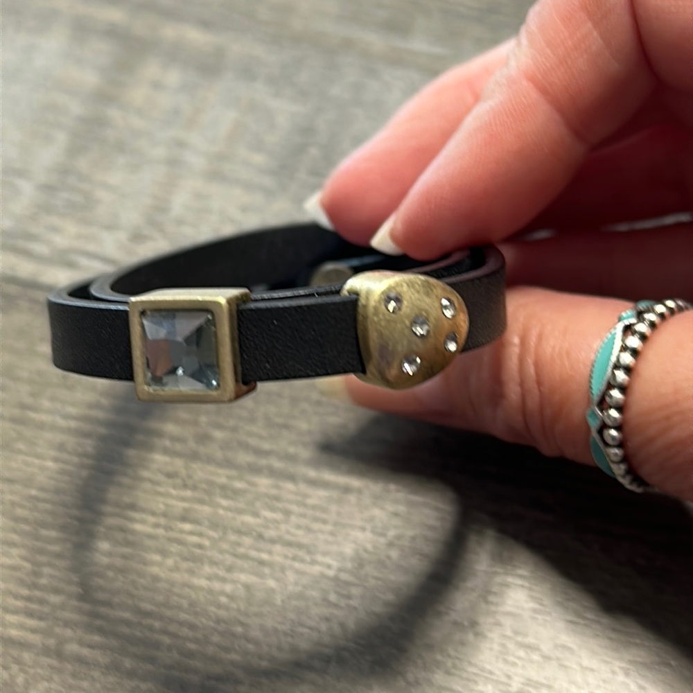 Lia sophia leather wrap bracelet with 2 slides